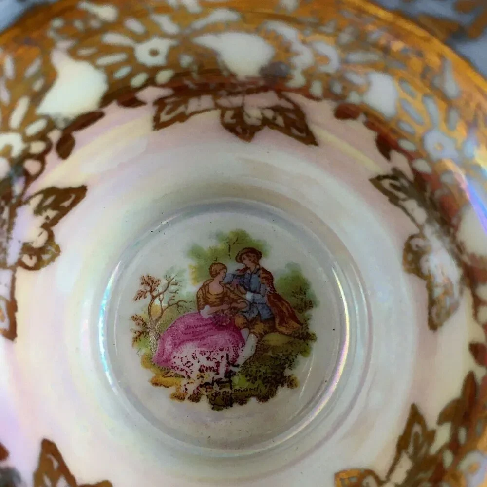 Bavaria Tirschenreuth Germany Iridescent Courting Couple Teacup - Vintage Z & Co